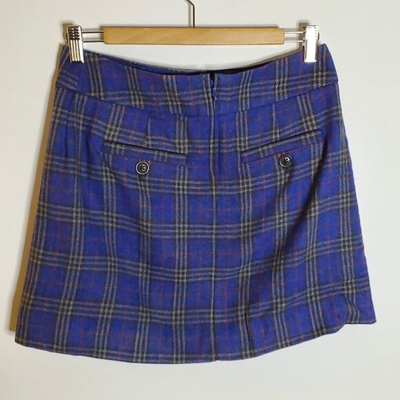 Gap purple wool blend satin lined short plaid skirt Size 1 Excellent condition - Picture 2 of 8